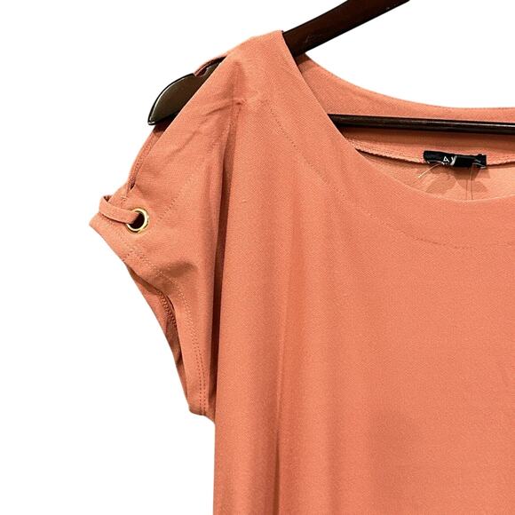 Womens Coral Blouse Size Large AUW Sleeve Ring Detail Casual Lightweight Top - Picture 4 of 12